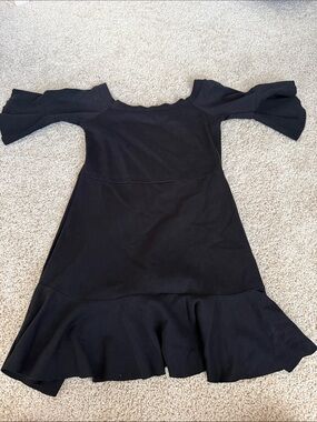 Free People Black Off-Shoulder Ruffle Hem Dress